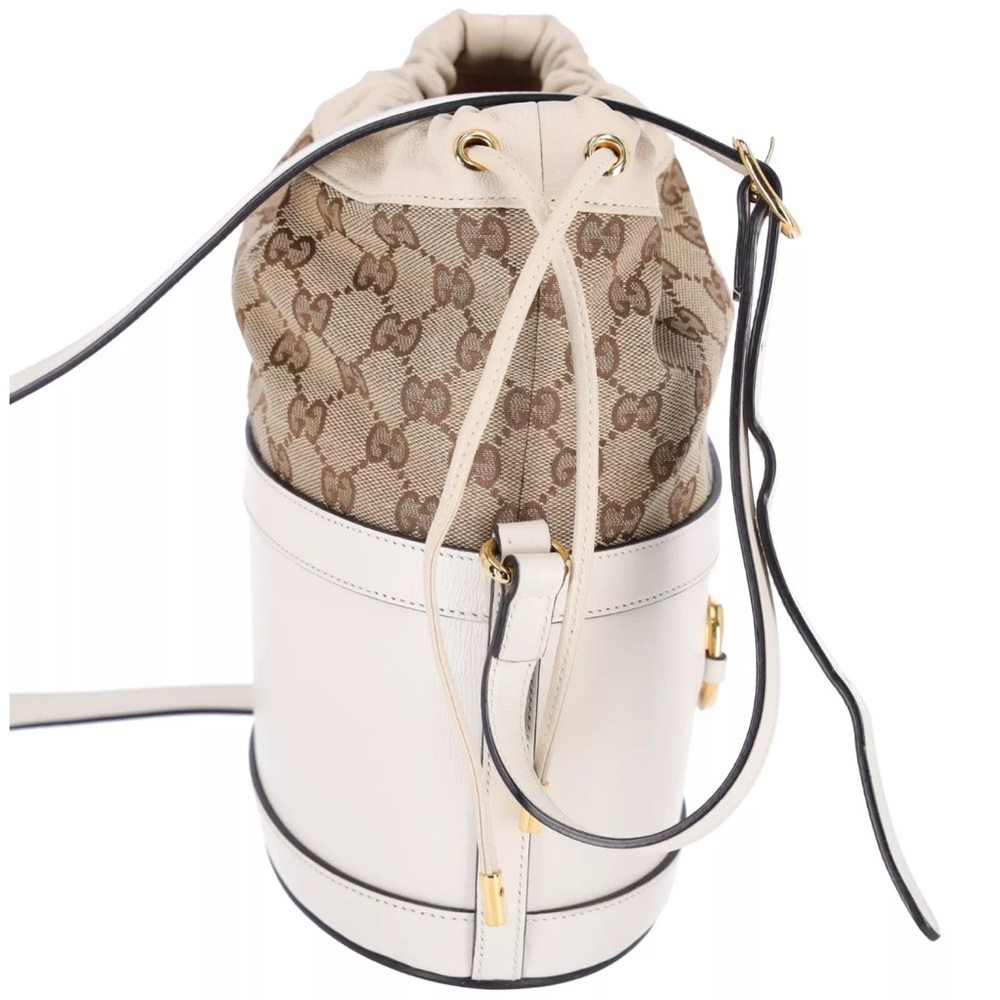 Gucci Horsebit 1955 Bucket Bag GG Canvas Leather Ivory Ebony - Picture 9 of 11